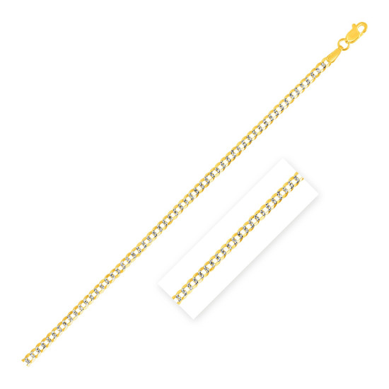2.6 mm 14k Two Tone Gold Pave Curb Chainidx RJ02344