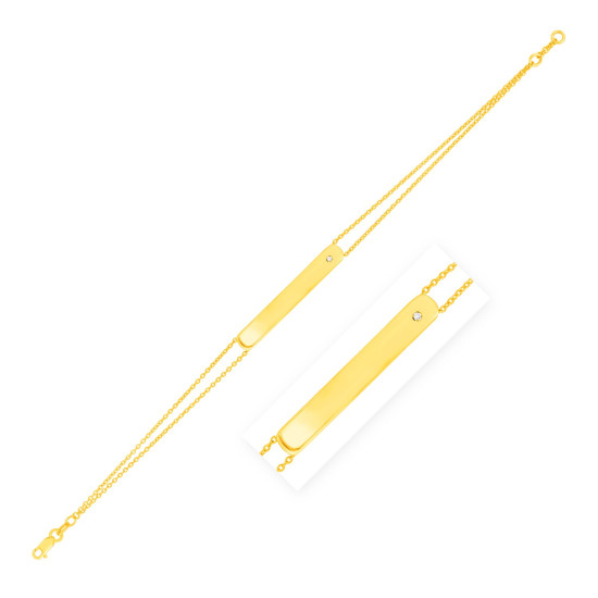 14K Yellow Gold Engravable Bar Bracelet with Diamondidx RJ96691-7