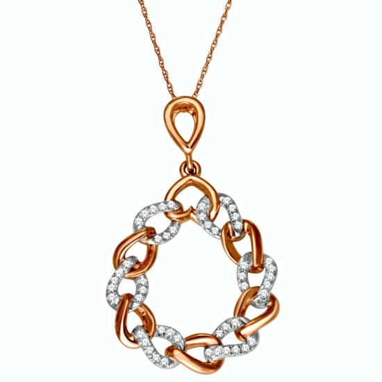 10K Rose Gold Diamond Pendant Necklace Set 0.13cttw 18inch Necklacedo 34403871